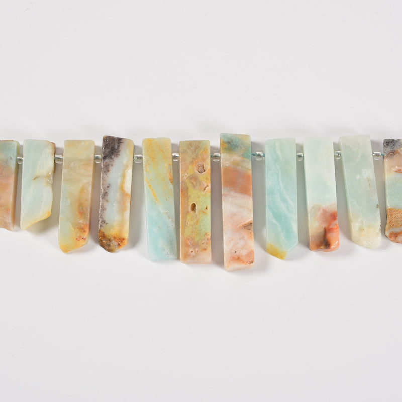Amazonite Graduated Crystal Slice Stick Points Loose Beads 25-40mm - 15.5" Strand