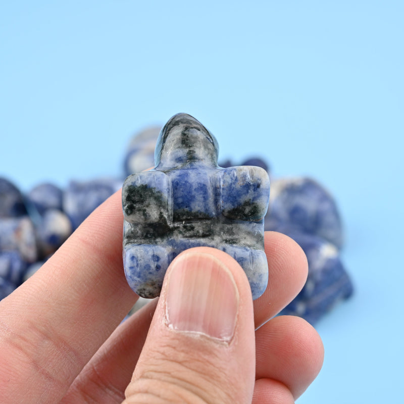 Cute Carved Tortoise Figurine, 1.5 inches Natural Sodalite Turtle Gemstone, Turtle Crystal Decor.