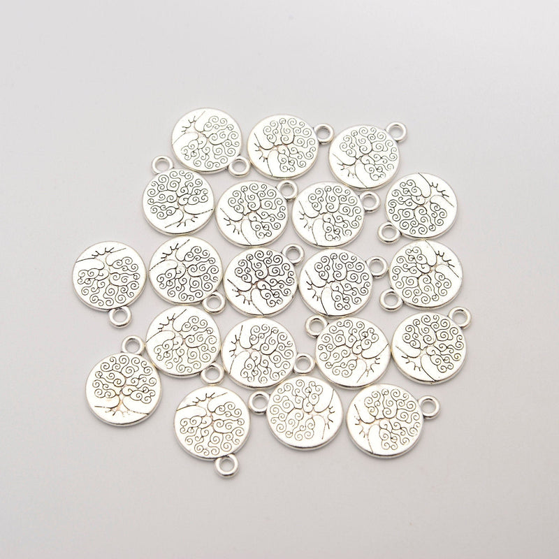 15mm Silver Tree of Life Charm Tag with Bail Loop, Spacer Beads, Rondelle Bead, Bead Accessories Jewelry Making DIY Bracelets Necklaces