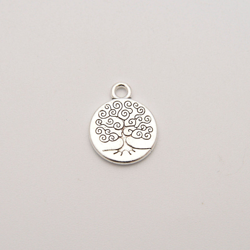 15mm Silver Tree of Life Charm Tag with Bail Loop, Spacer Beads, Rondelle Bead, Bead Accessories Jewelry Making DIY Bracelets Necklaces
