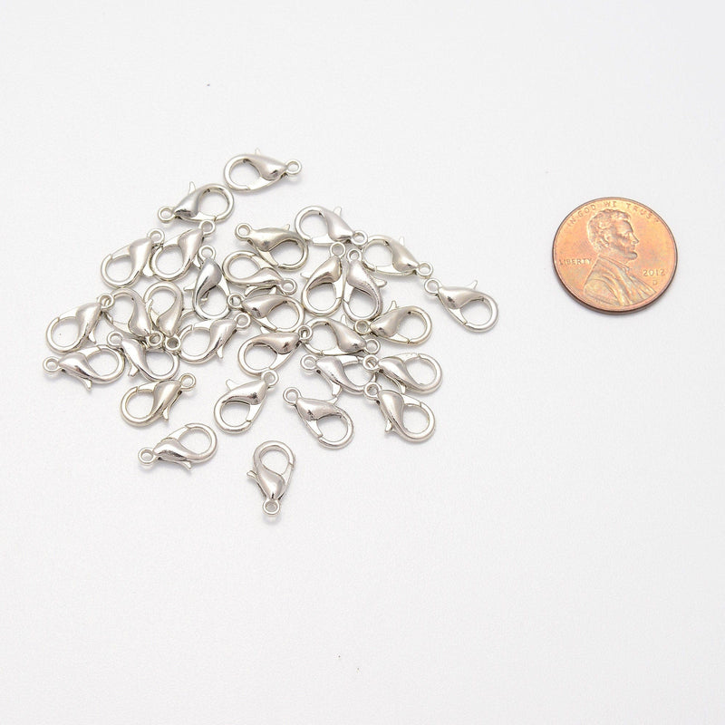 10mm-14mm Silver Lobster Clasp Clip for Chains, Spacer Beads, Rondelle Bead Accents, Bead Accessories Jewelry Making DIY Bracelets Necklaces