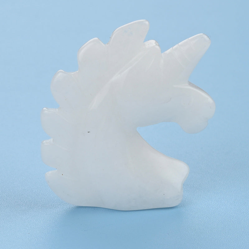 Carved Unicorn Figurine, 2 inches Natural White Jade Unicorn Gemstone, Unicorn Crystal Decor, White Jade.