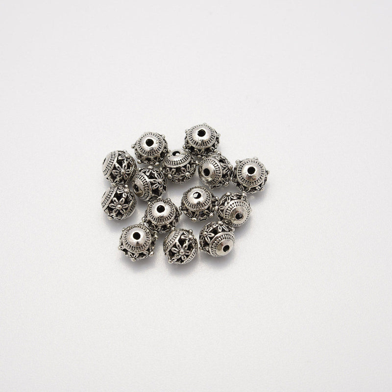 7.5mm Silver Hollow Daisy Flower Round Beads, Spacer Beads, Rondelle Bead Accents, Bead Accessories Jewelry Making DIY Bracelets Necklaces