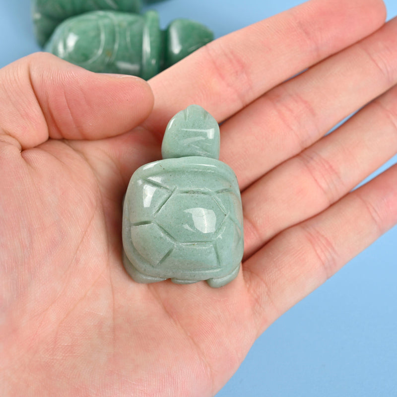 Carved Tortoise Crystal Figurine, 1.5 inch, 2 inch Natural Green Aventurine Turtle Gemstone, Crystal Decor, Green Aventurine.