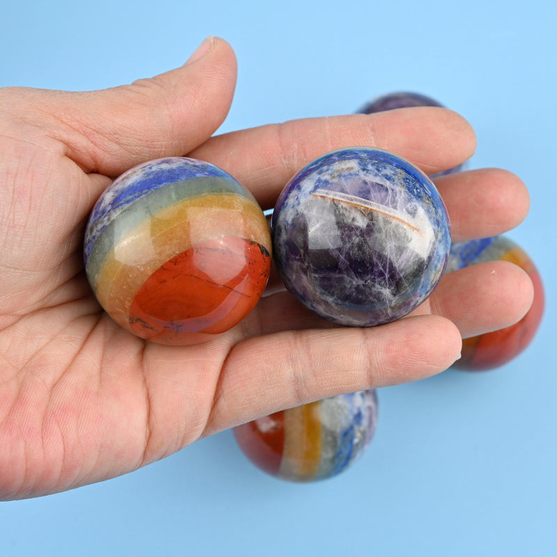 Chakra Sphere Ball Crystal, Sphere Gemstone, 20mm, 30mm, 40mm Sphere Ball, Chakra Reiki Stone 7 Gemstones.
