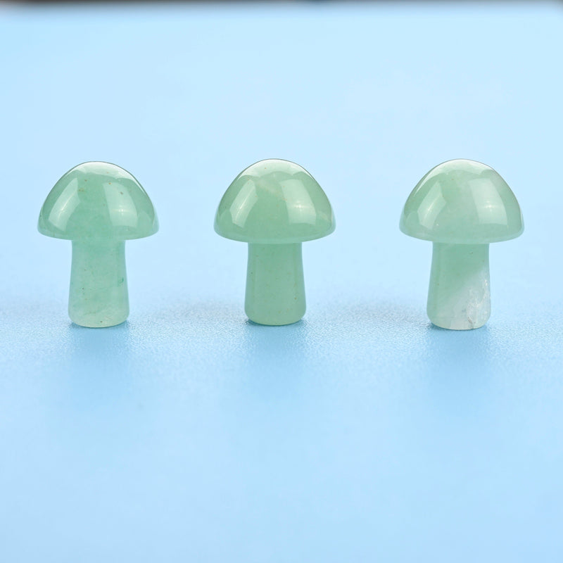 Carved Mushroom Crystal Figurine, 20mm Natural Green Aventurine Mushroom Gemstone, Crystal Decor, Green Aventurine.