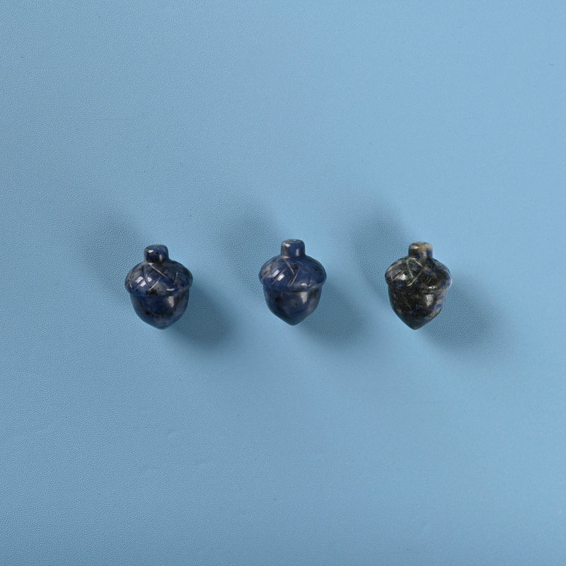 Carved Acorn Crystal Figurine, 1 inch Natural Sodalite Acorn Gemstone, Cute Crystal Decor, Sodalite Chestnut.