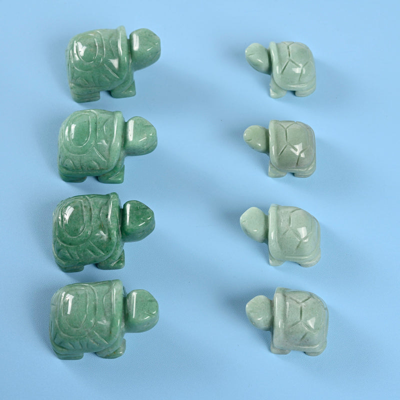 Carved Tortoise Crystal Figurine, 1.5 inch, 2 inch Natural Green Aventurine Turtle Gemstone, Crystal Decor, Green Aventurine.