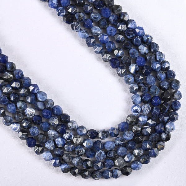 Blue Sapphire Star Cut Faceted Loose Beads 8mm - 15" Strand