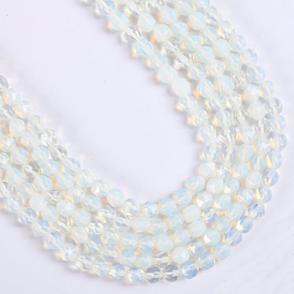 Opalite Star Cut Faceted Loose Beads 8mm - 15" Strand