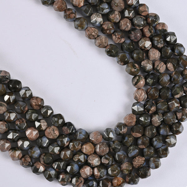 Blue Labradorite Star Cut Faceted Loose Beads 8mm - 15" Strand