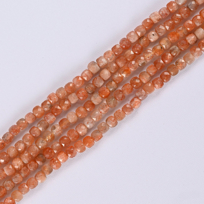 Golden Strawberry Quartz Faceted Square Cube Diamond Cut Loose Beads 4mm - 15" Strand