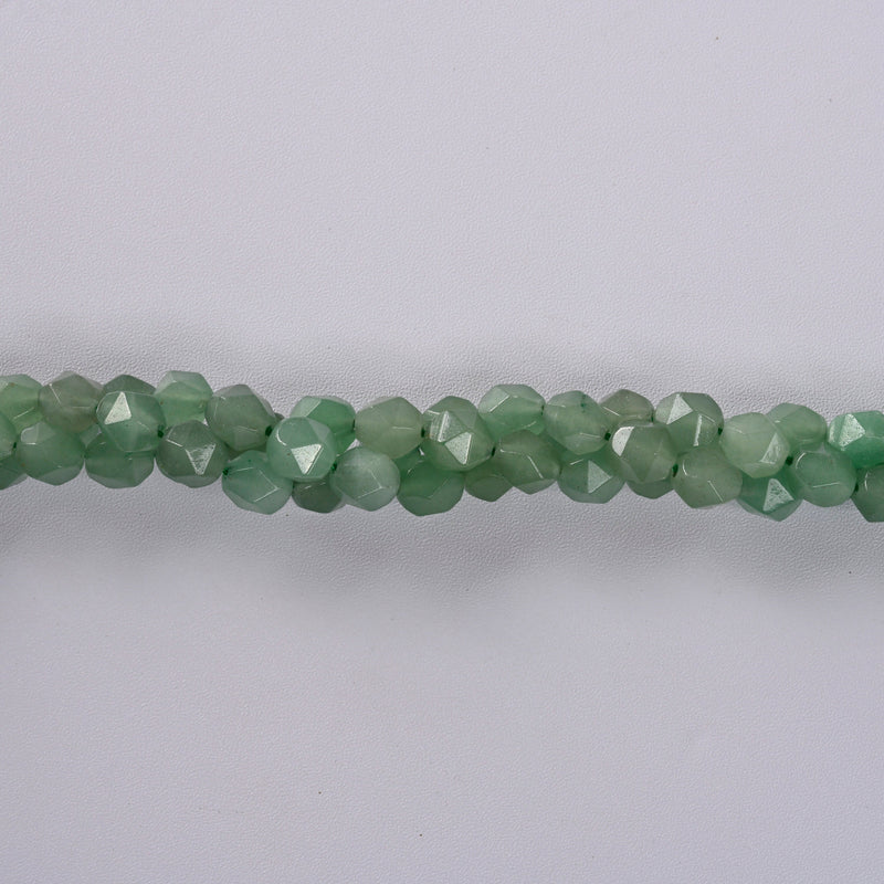 Green Aventurine Star Cut Faceted Loose Beads 8mm - 15" Strand
