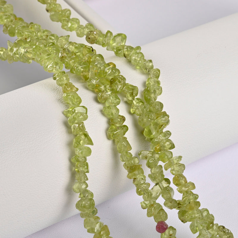 Peridot Crushed Stone Smooth Loose Gravel Chips Beads 2-3mm - 33" Strand