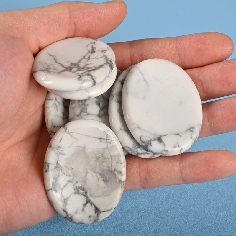 Worry Stone Crystal, Howlite Worry Stone Gemstone, Carved Crystal Palm Stone.