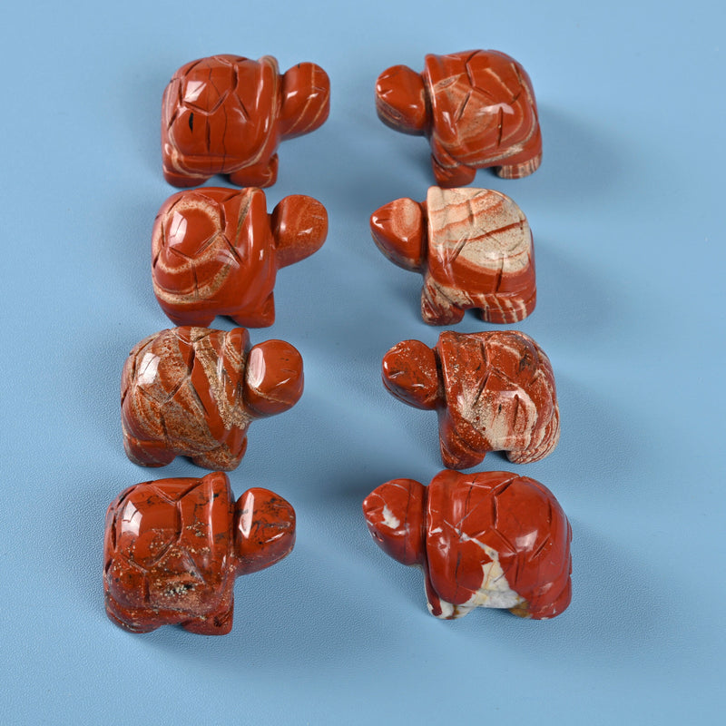 Carved Tortoise Crystal Figurine, 1.5 inch Natural Red Jasper Turtle Gemstone, Crystal Decor, Red Jasper.