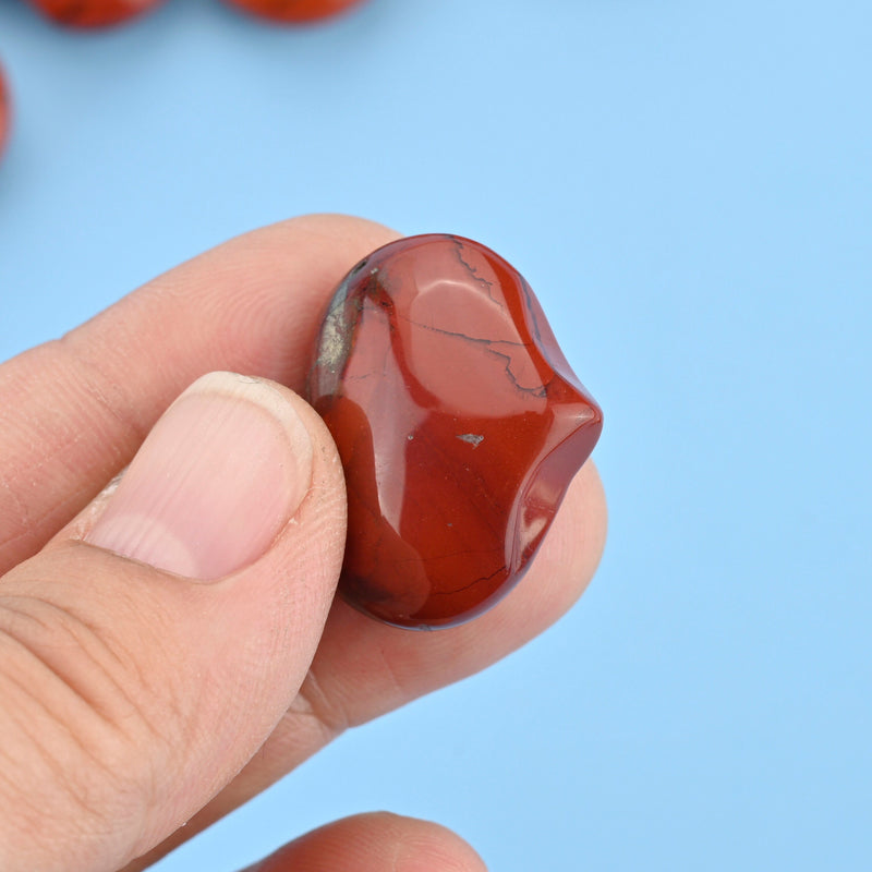 Carved Puffy Heart Figurine, 25mm x 20mm Natural Red Jasper Heart Gemstone, Crystal Decor, Red Jasper Small Heart Stone.