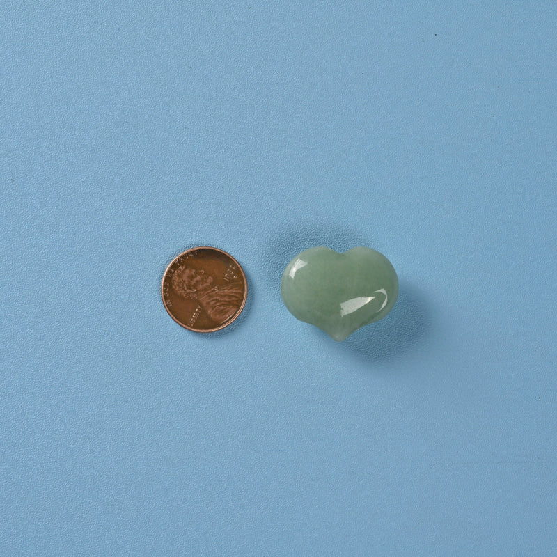 Carved Puffy Heart Figurine, 25mm x 20mm Natural Green Aventurine Heart Gemstone, Crystal Decor, Green Aventurine Small Heart Stone.