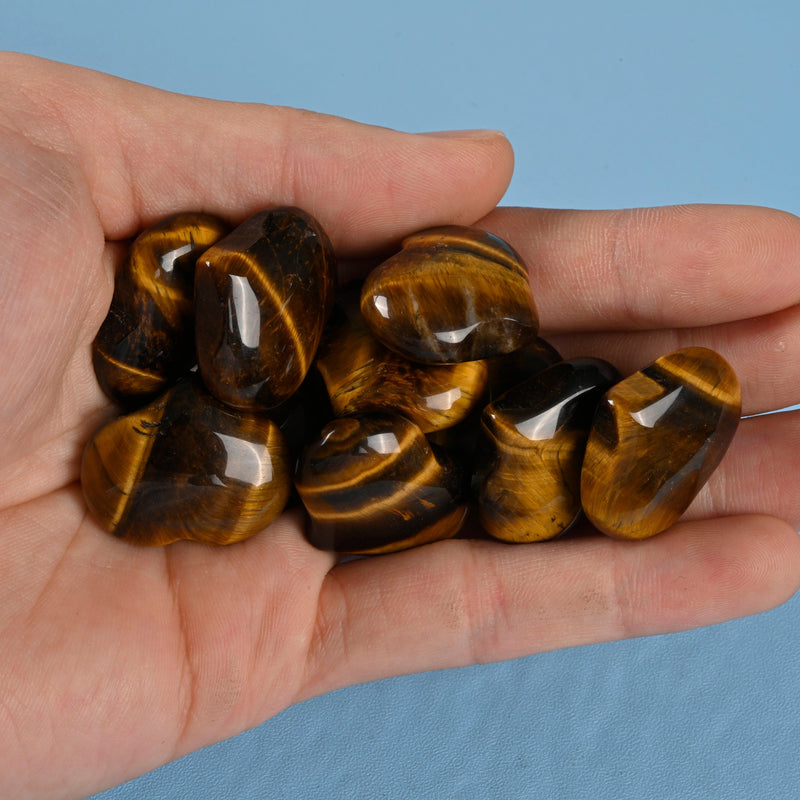 Carved Puffy Heart Figurine, 25mm x 20mm Natural Yellow Tiger Eye Heart Gemstone, Crystal Decor, Tiger Eye Small Heart Stone.