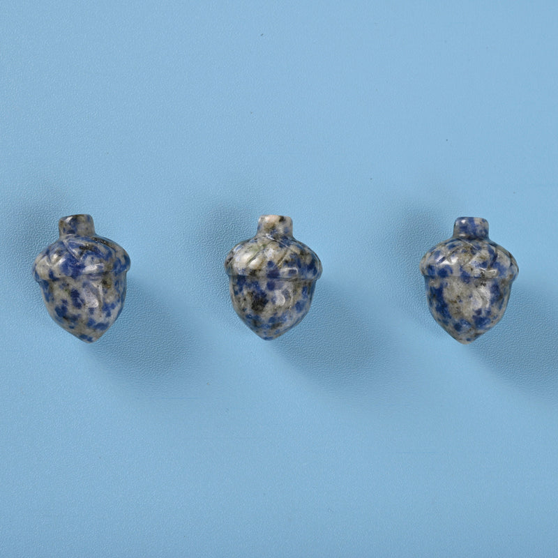Carved Acorn Crystal Figurine, 1 inch Natural Blue Spot Jasper Acorn Gemstone, Cute Crystal Decor, Blue Spot Jasper Chestnut.