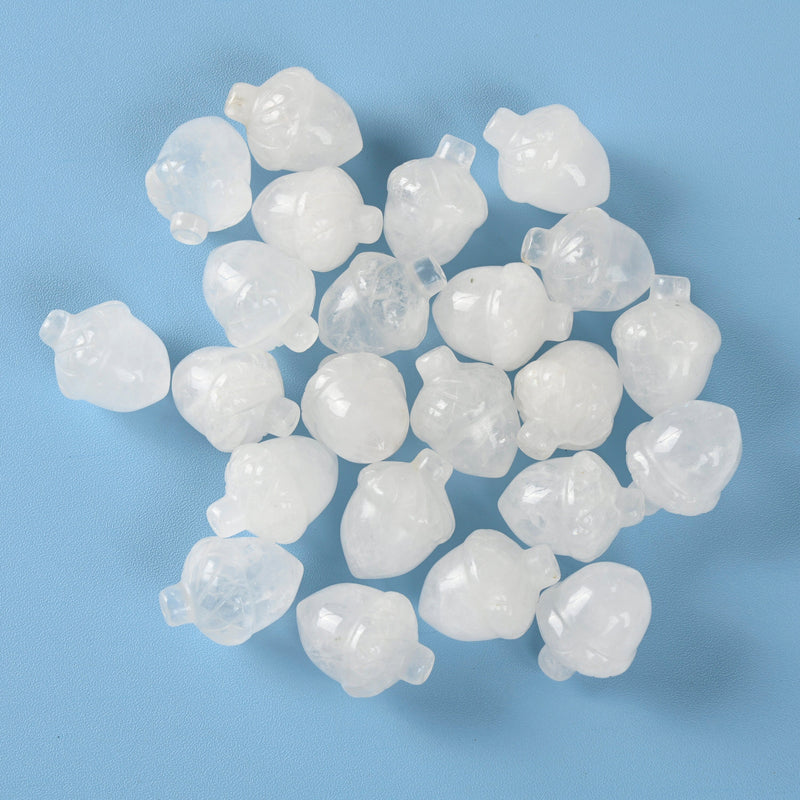 Carved Acorn Crystal Figurine, 1 inch Natural Clear Quartz Acorn Gemstone, Cute Crystal Decor, Clear Quartz Chestnut.