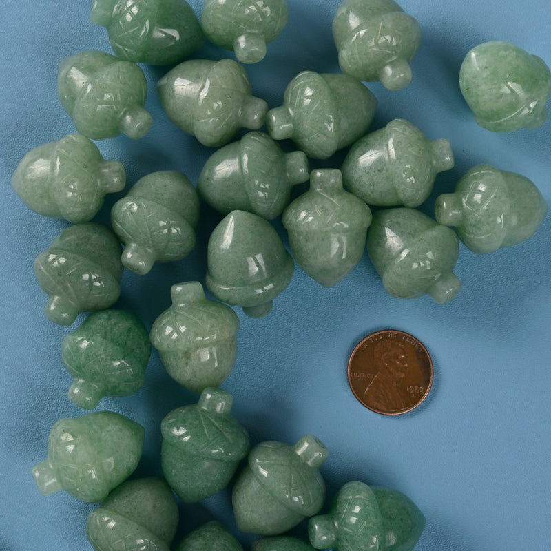Carved Acorn Crystal Figurine, 1 inch Natural Green Aventurine Acorn Gemstone, Cute Crystal Decor, Green Aventurine Chestnut.