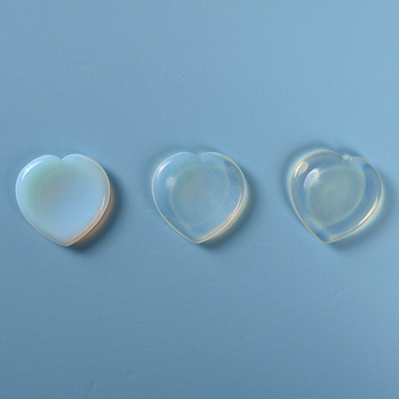 Heart Shaped Worry Stone Crystal, Opalite Heart Worry Stone Gemstone.