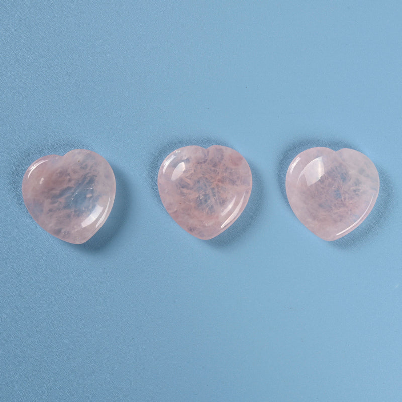 Heart Shaped Worry Stone Crystal, Rose Quartz Heart Worry Stone Gemstone.