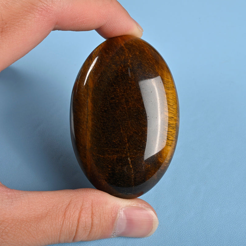 Oval Egg Palm Stone Cabochon Worry Stone, Yellow Tiger Eye Palm Stone Gemstone.