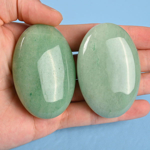 Oval Egg Palm Stone Cabochon Worry Stone, Green Aventurine Palm Stone Gemstone, 60x40mm.