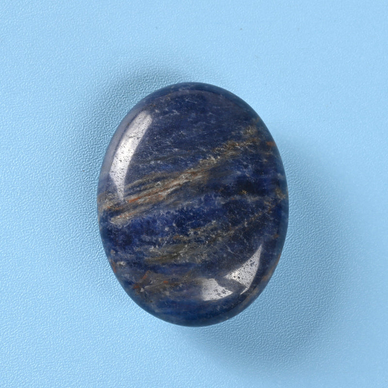 Oval Egg Palm Stone Cabochon Worry Stone, Sodalite Palm Stone Gemstone.