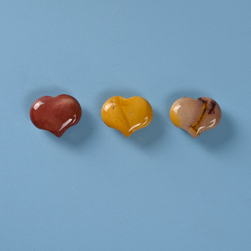 Carved Puffy Heart Figurine, 25mm x 20mm Natural Mookaite Heart Gemstone, Crystal Decor, Mookaite Jasper Small Heart Stone.