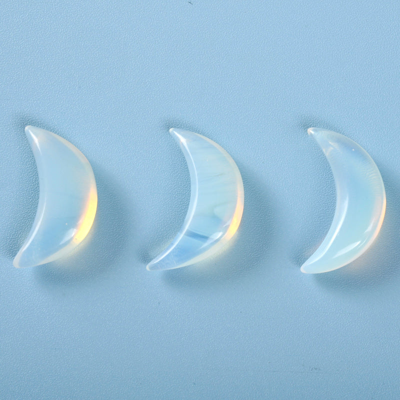 Carved Crescent Moon Crystal, Opalite Crescent Moon Gemstone, 32x20mm, Moon Crystal Decor.
