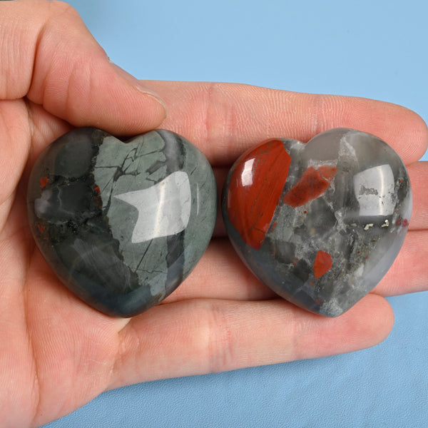 Carved Heart Crystal Figurine, 1.5 inch (40mm) Heart, African Bloodstone Heart Gemstone, Crystal Decor, Reiki Stone, African Blood.