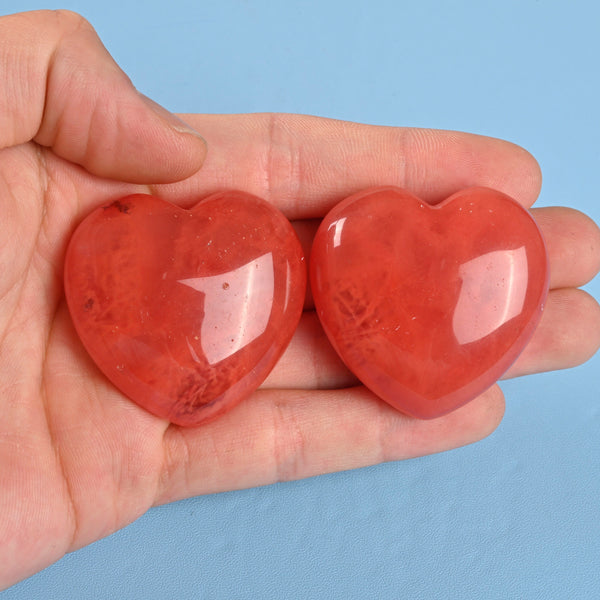 Carved Heart Crystal Figurine, 1.5 inch (40mm) Heart, Cherry Quartz Heart Gemstone, Crystal Decor, Reiki Stone, Cherry Quartz.