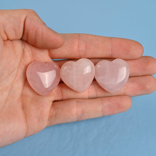 Carved Heart Crystal Figurine, 1 inch (25mm) Heart, Rose Quartz Heart Gemstone, Crystal Decor, Reiki Stone, Rose Quartz.