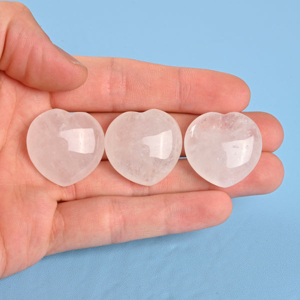 Carved Heart Crystal Figurine, 1 inch (25mm) Heart, Clear Quartz Heart Gemstone, Crystal Decor, Reiki Stone, Clear Quartz.