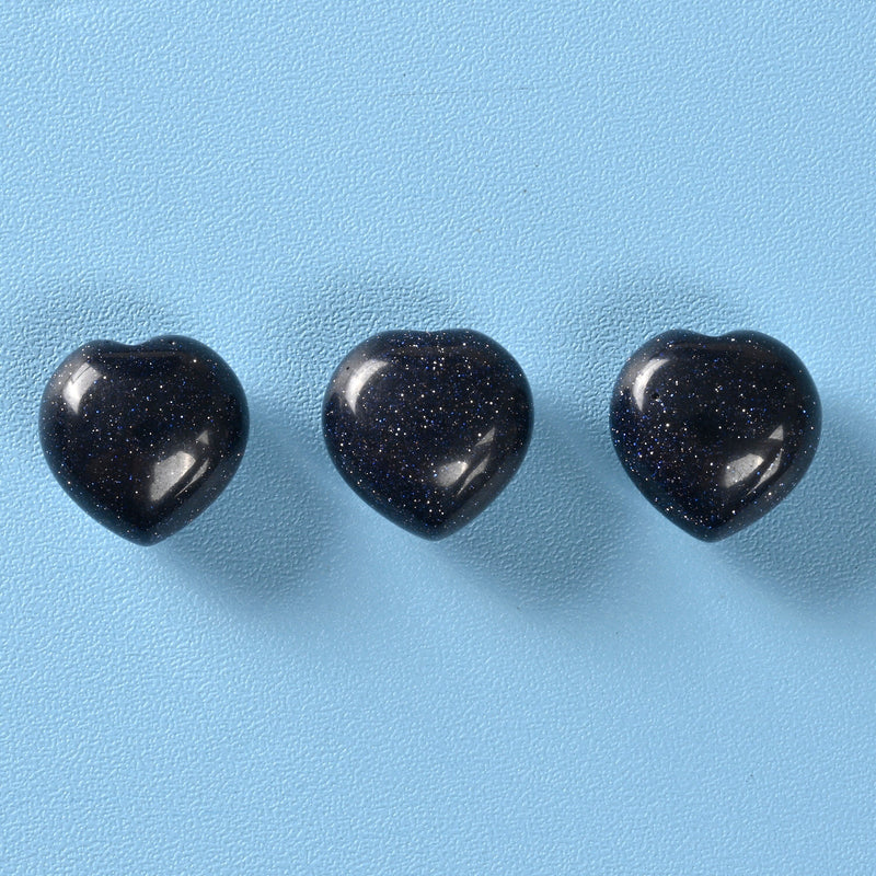 Cute Carved Heart Crystal Figurine, 15mm Heart, Blue Sandstone Heart Gemstone, Tiny Crystal Decor, Reiki Stone, Blue Goldstone.