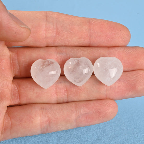 Cute Carved Heart Crystal Figurine, 15mm Heart, Clear Quartz Heart Gemstone, Tiny Crystal Decor, Reiki Stone, Clear Quartz.
