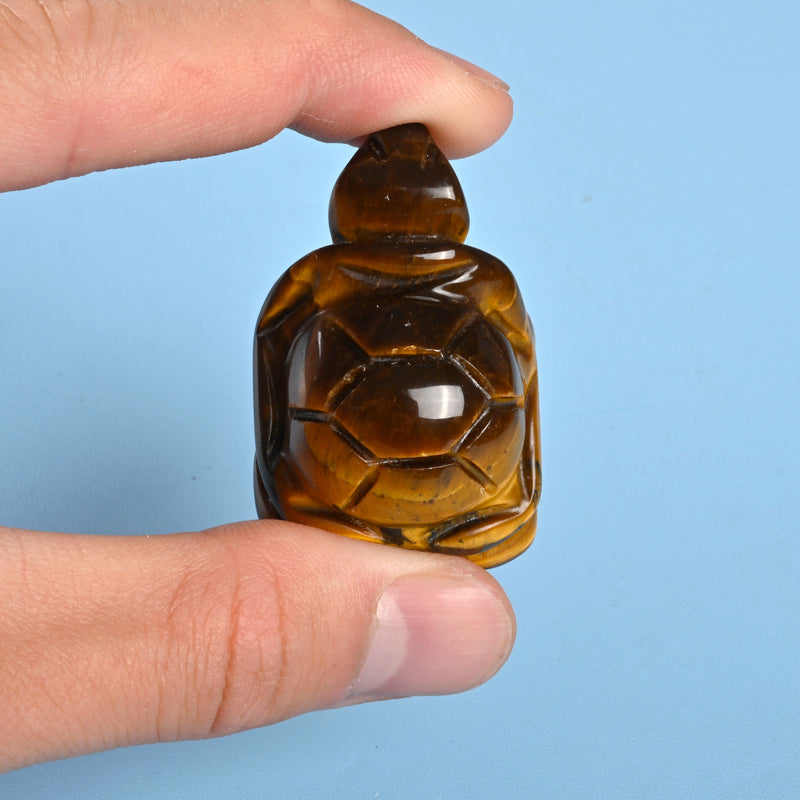 Carved Turtle Crystal Figurine, 1.5 inch, 2 inch Natural Tiger Eye Turtle Gemstone, Crystal Decor, Yellow Tiger Eye Tortoise.