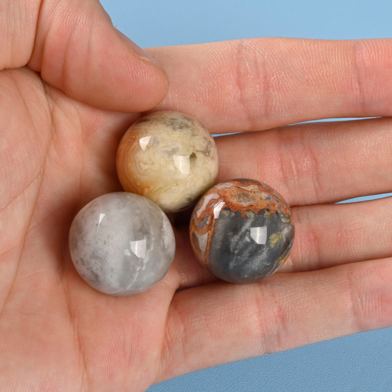 Sphere Ball Crystal, Crazy Agate Crystal Ball, 20mm, 25mm, Small Polished Sphere Gemstone, Crazy Lace Agate Sphere Crystal Ball Round.