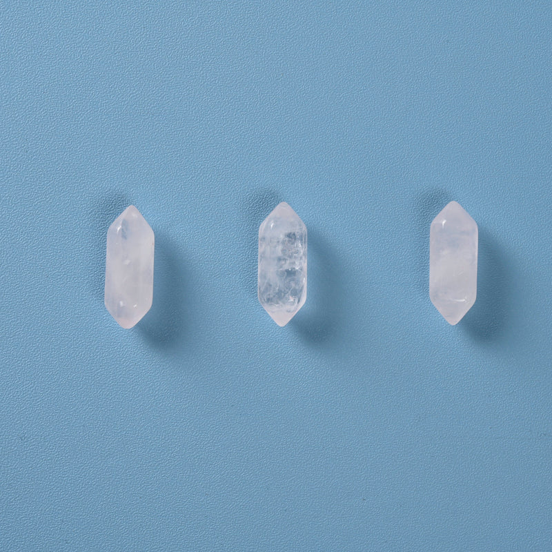 Undrilled Crystal Point Gemstone, No Hole, Rose Quartz Double Points Crystal, Tiny Hexagonal Crystal Pendant Cute Charm.