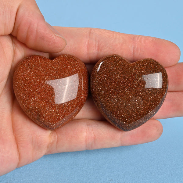 Carved Heart Crystal Figurine, 1.5 inch (40mm) Heart, Gold Sandstone Heart Gemstone, Crystal Decor, Reiki Stone, Goldstone.