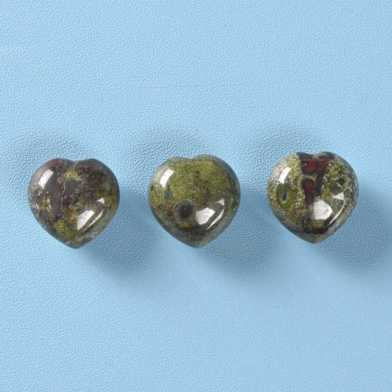 Cute Carved Heart Crystal Figurine, 15mm Heart, Dragon Bloodstone Heart Gemstone, Tiny Crystal Decor, Reiki Stone, Dragon Blood.