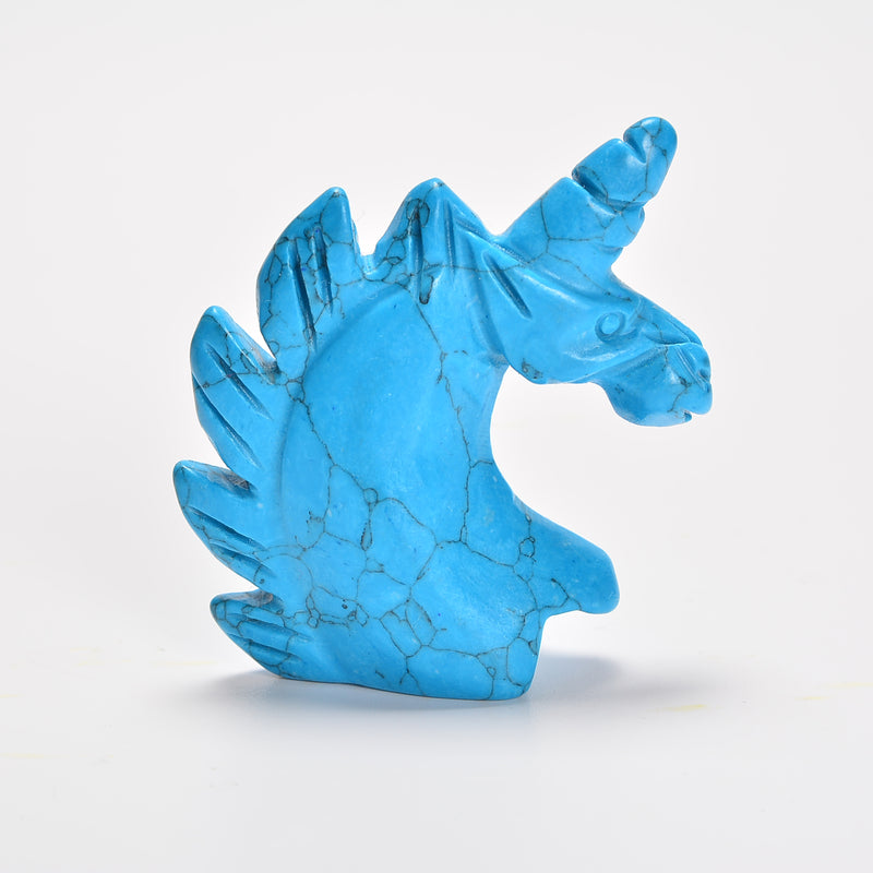 Carved Unicorn Figurine, 2 inch Blue Howlite Turquoise Unicorn Gemstone, Unicorn Crystal Decor