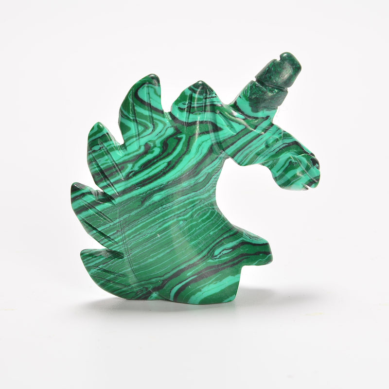 Carved Unicorn Figurine, 2 inch Malachite Unicorn Gemstone, Unicorn Crystal Decor