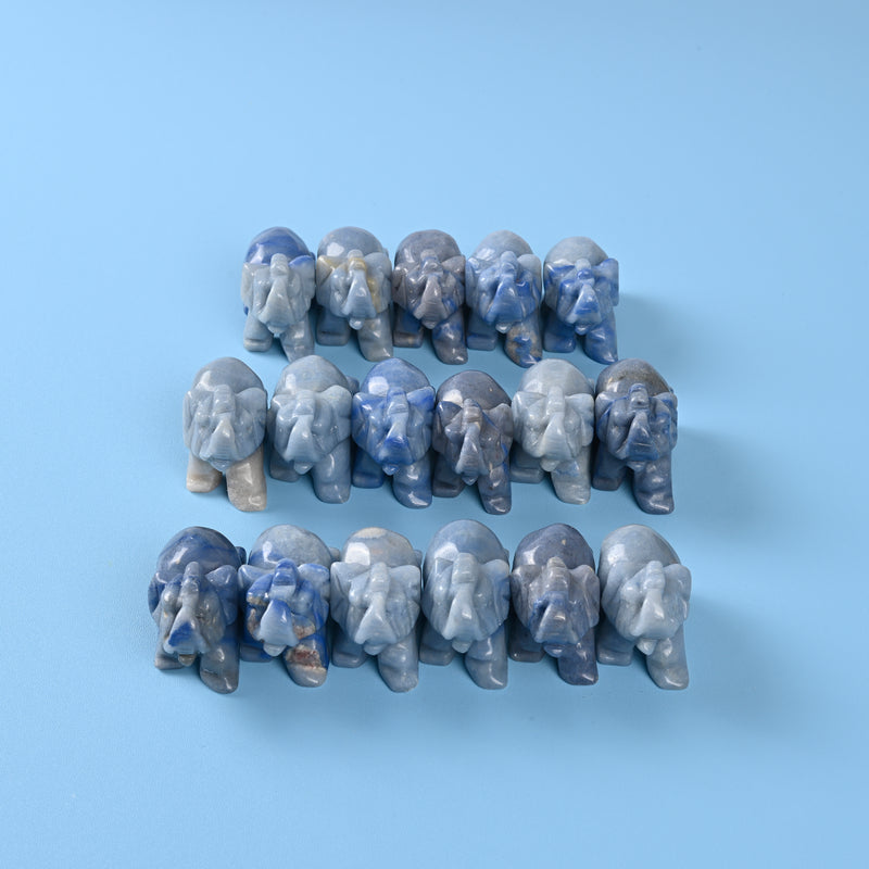 Carved Elephant Crystal Figurine, 2 inch Natural Blue Aventurine Elephant Gemstone