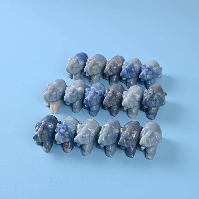 Carved Elephant Crystal Figurine, 2 inch Natural Blue Aventurine Elephant Gemstone