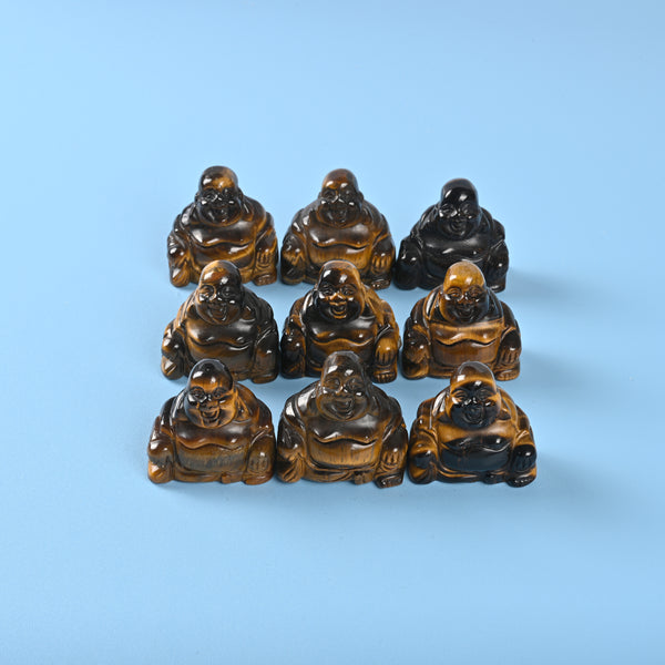 Carved Buddha Crystal Figurine, 1.5 inch, 2 inch Natural Yellow Tiger Eye Buddha Gemstone