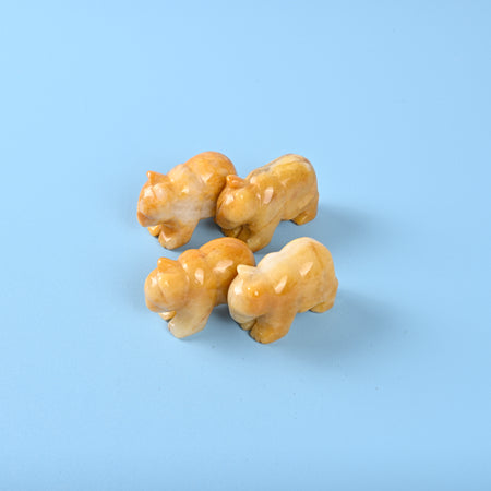 Carved Bear Crystal Figurine, 1.5 inch, 2 inch Natural Yellow Jade Bear Gemstone